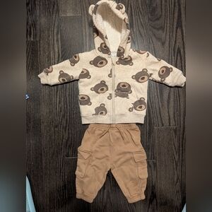 2/$25 George Baby Bear Hooded Jacket & Cargo Pants Set • 3–6M